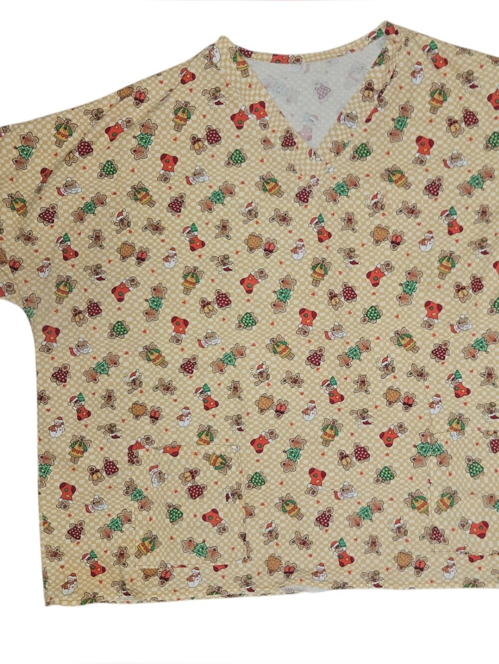 Xmas Gingerbread Men Scrub Top